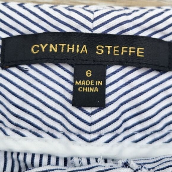 Cynthia Steffe blue and white striped summer shorts coastal aesthetic size 6 - Picture 3 of 10